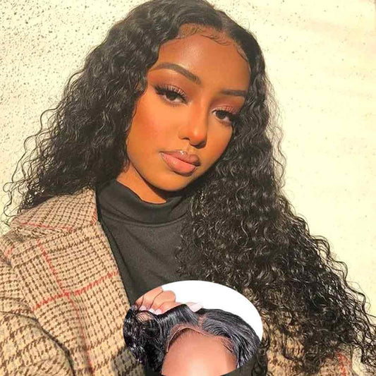 Wear and Go Glueless Wigs Human Hair Pre Plucked Pre Cut Deep Wave Lace Front Wigs Human Hair 4x4 Lace Closure Wigs Human Hair Wigs for Black Women Glueless (20 Inch)