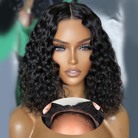 Wear and Go Glueless Wigs Human Hair Pre Plucked Pre Cut 9x5 Glueless Bob Wigs Human Hair HD Lace Closure Wigs Human Hair 180% Density Curly Wig Human Hair for Women (12 Inch)