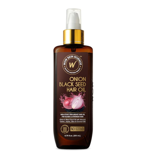 WOW Skin Science Onion Black Seed Hair Oil for Dry Damaged Hair & Growth - Oil Hair Care Natural Hair Growth Oil - Hair Treatment for Dry Damaged Hair with Almond, Castor, Olive, Coconut & Jojoba Oil