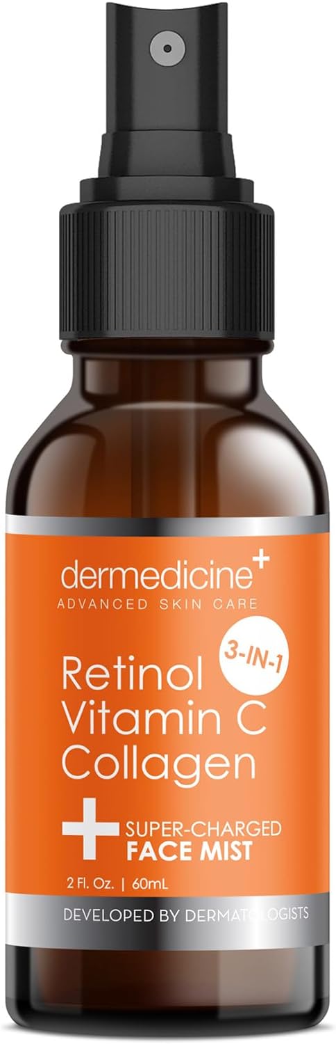 3 in 1 Super-Charged Anti-Aging Face Mist w/Retinol, Vitamin C + Collagen | Hydrates, Refreshes & Brightens for a More Glowing Complexion | 2 fl oz, 60 ml