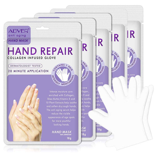 ALIVER Hand Mask Moisturizing Glove 5 pack, Hand Peel Mask Exfoliating Gloves, Hand Repair Glove for Dry Hands Treatment, Remove Dead Skin, Rough Skin
