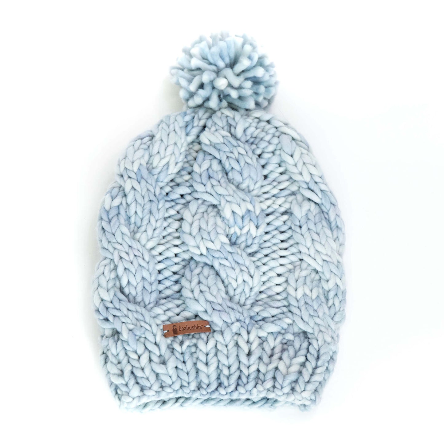 Women's Chunky Cable Knit Merino Wool Beanie Hats + Visors Baabushka Blue Angel