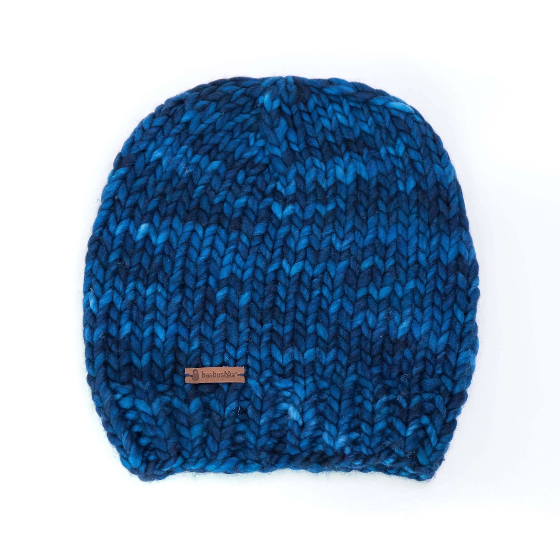 Women's Slouchy Merino Wool Reversible Beanie Hats + Visors Baabushka Midnight Blue