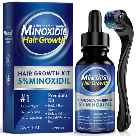 ANAREAL Minoxidil Beard Growth Kit, 5% Minoxidil for Men Beard Growth enriched with Biotin, Minoxidil Hair Growth Kit, Minoxidil for Women, Beard Growth Serum for Thicker Fuller Beard Faster 30ml