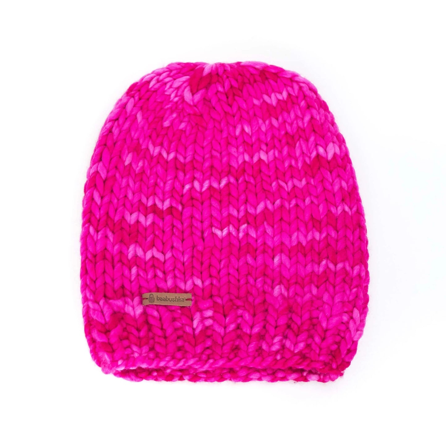 Women's Slouchy Merino Wool Reversible Beanie Hats + Visors Baabushka Fuchsia